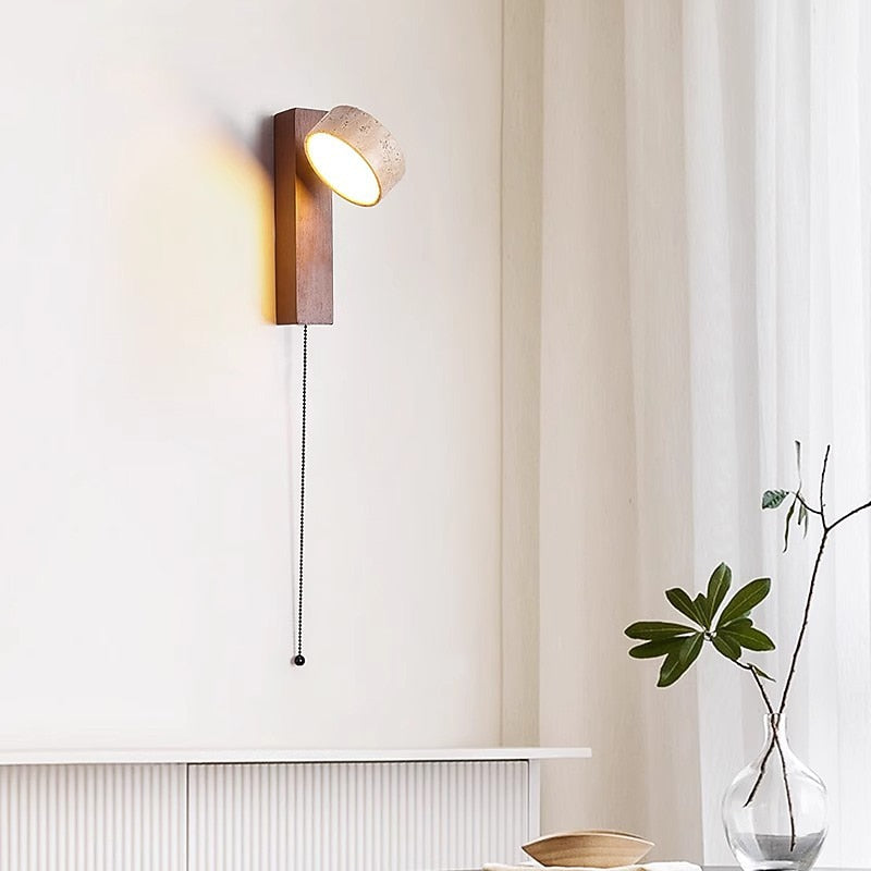 Wabi-Sabi Travertine Shield Wall Light