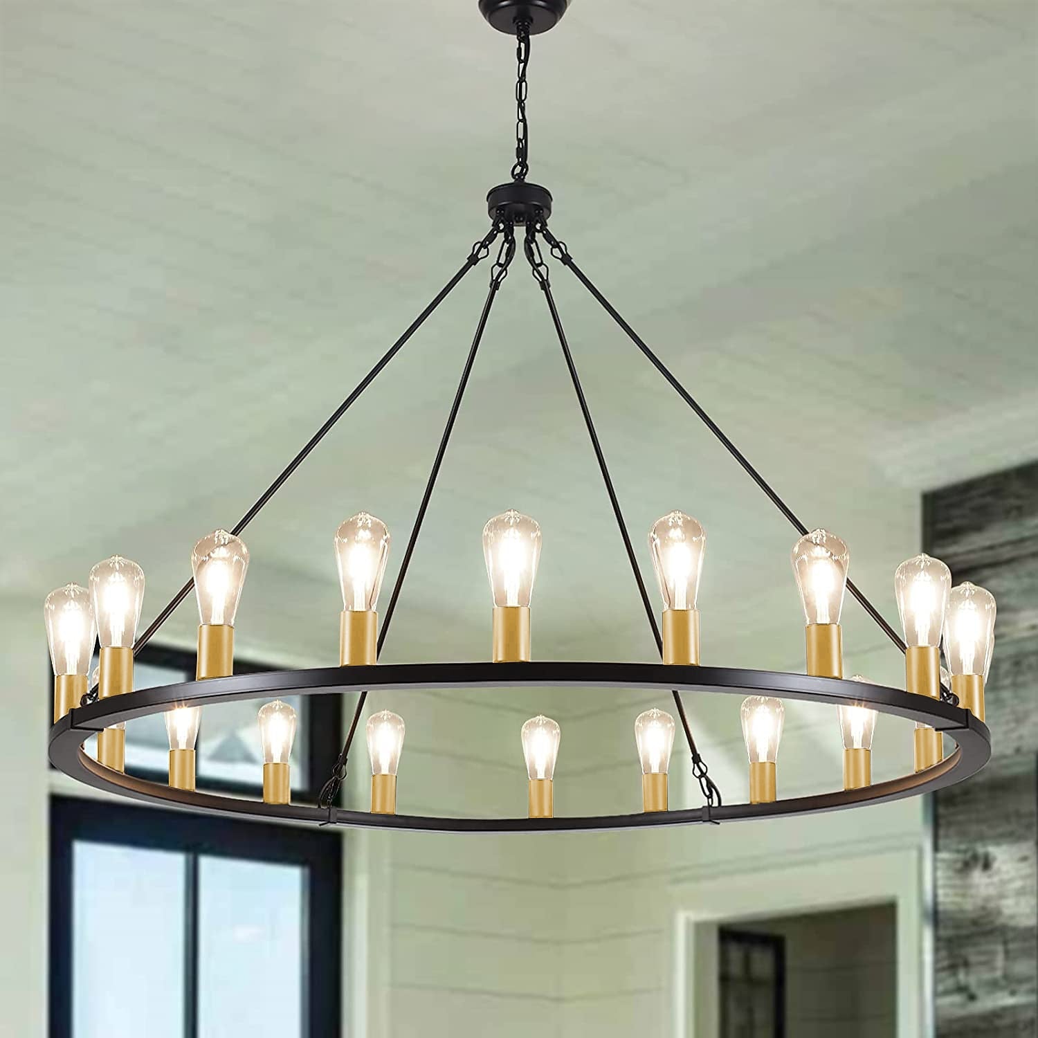 Industrial Metal Wagon-Wheel Chandelier