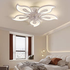 Plafonnier ventilateur de plafond moderne en métal avec pales en forme de fleur
