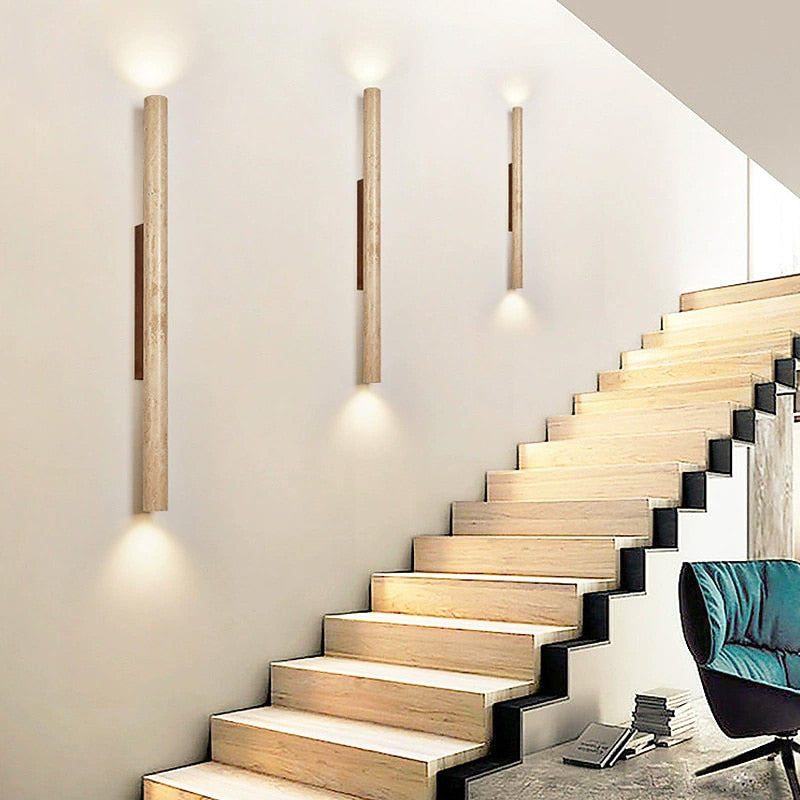 Wabi-Sabi Travertine Cylinder Wall Light