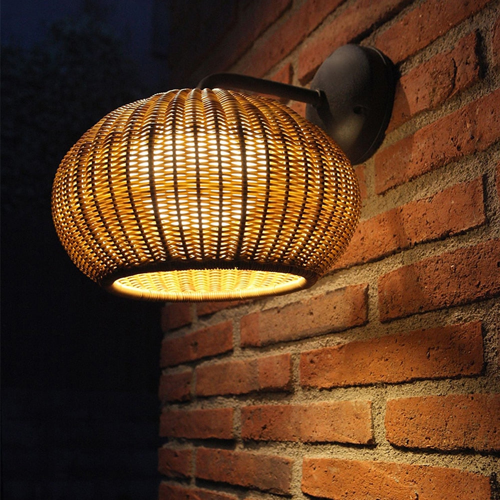 Boho Rattan Dome Wall Light