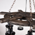 Vintage Wood Glass Multi-Light Pendant Light