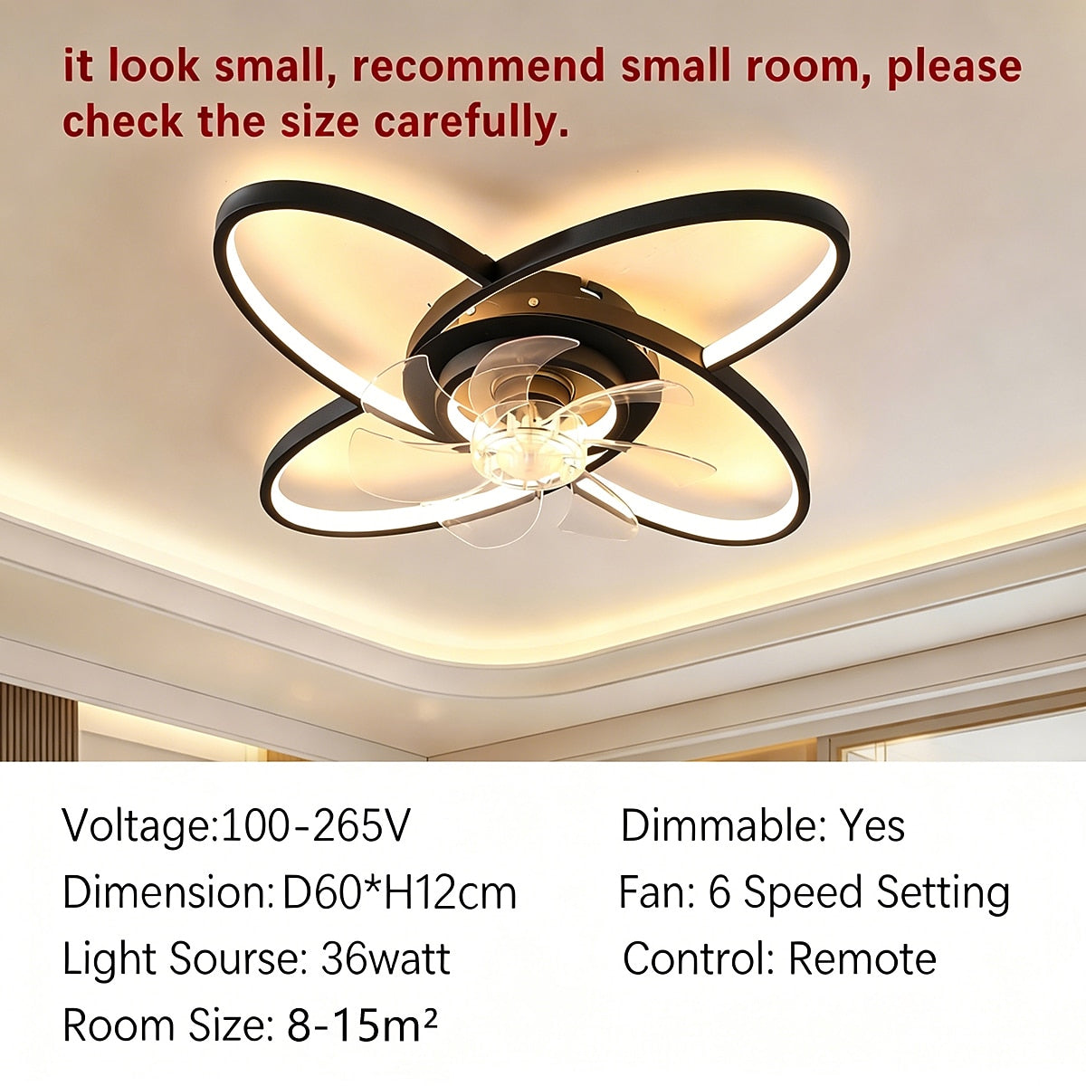 Modern Metal Ring-Fan Ceiling Fan Light