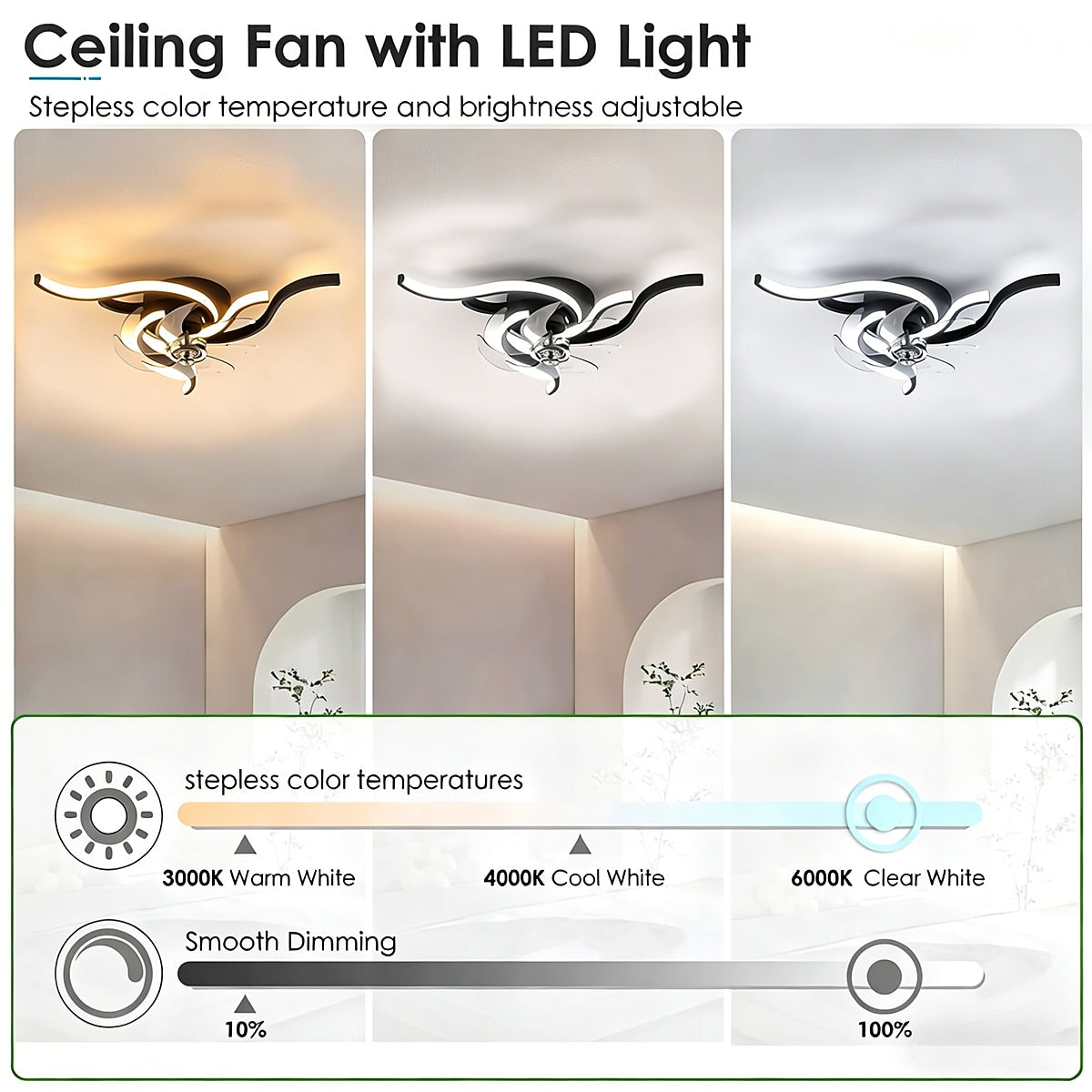 Modern Metal Blade-Fan Ceiling Fan Light