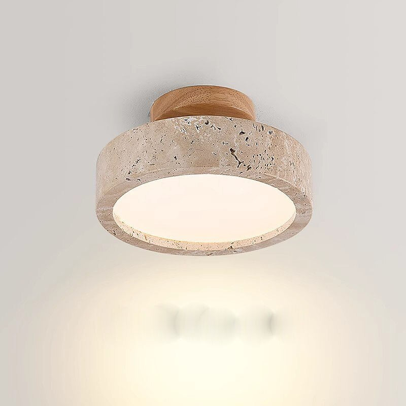 Wabi-Sabi Travertine Cylinder Ceiling Light