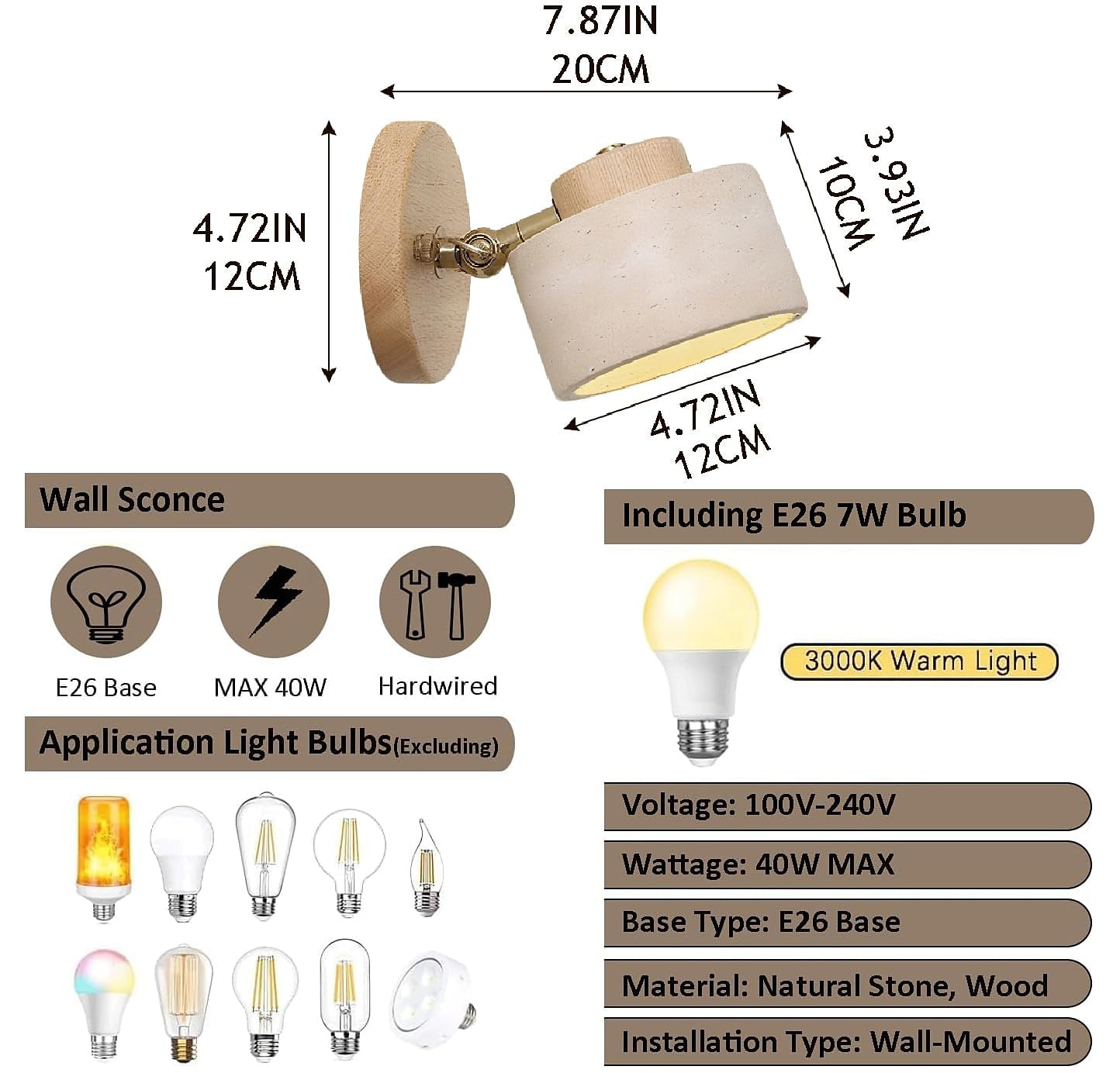 Wabi-Sabi Travertine Cylinder Wall Light