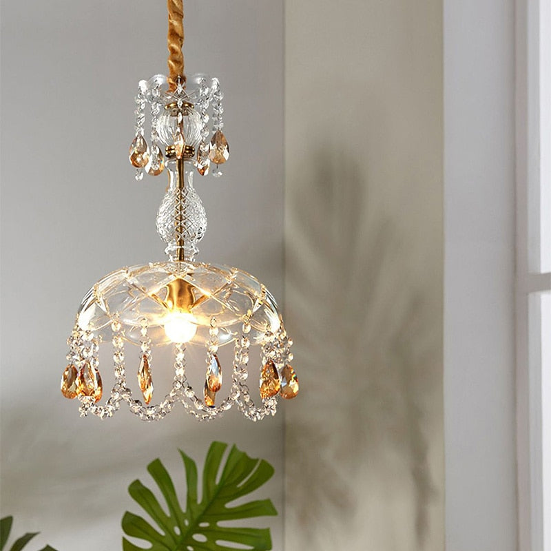 Vintage Crystal Teardrop Pendant Light