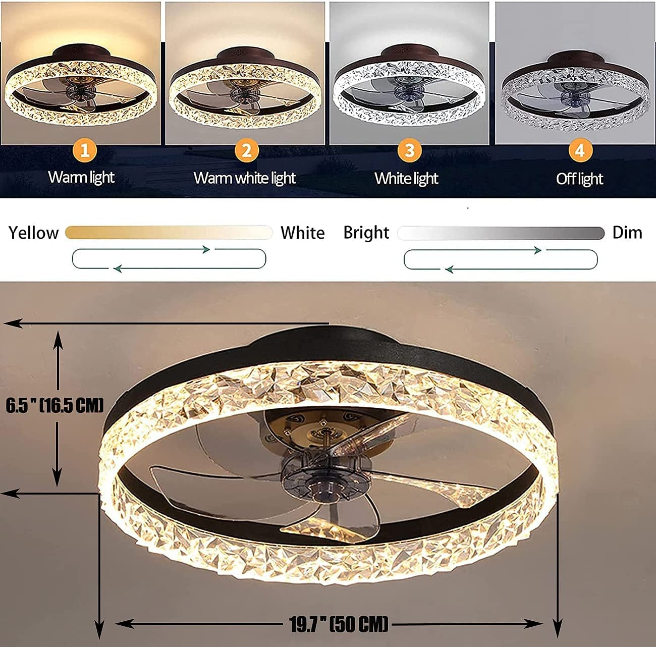 Modern Metal Ring-Fan Ceiling Fan Light