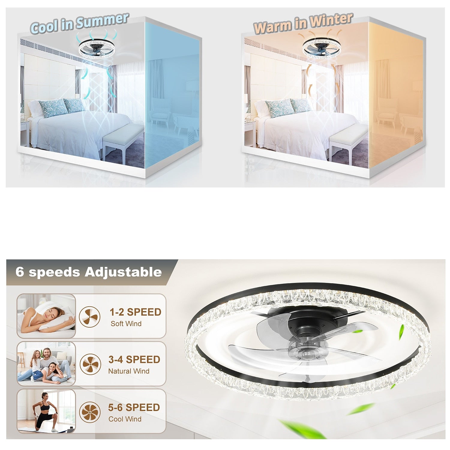 Modern Metal Ring-Fan Ceiling Fan Light