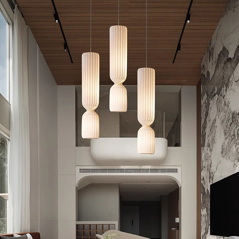 Wabi-Sabi Fabric Cylinder Pendant Light
