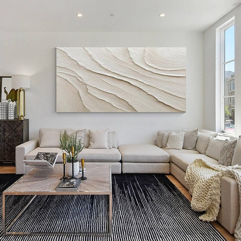White Layered Wave Abstract Painting