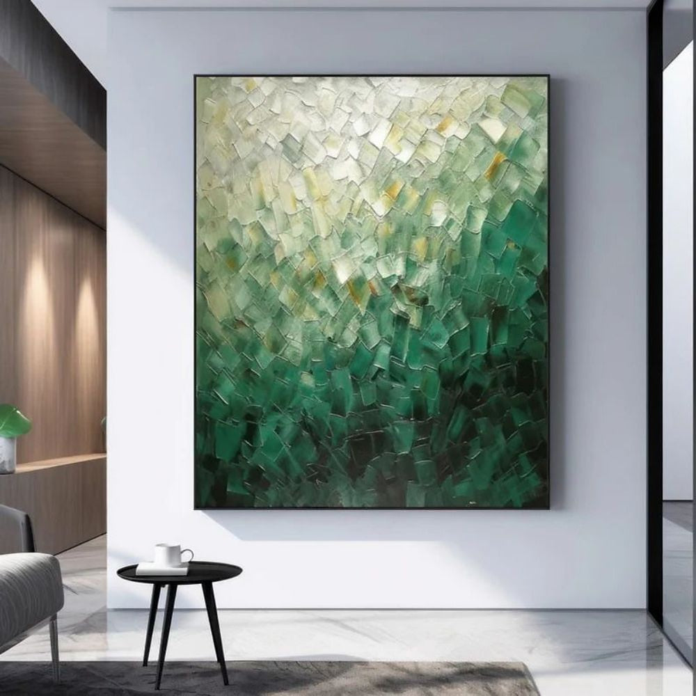 Emerald Mosaic Textured Painting