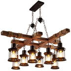 Rustic Metal Glass Multi-Light Chandelier