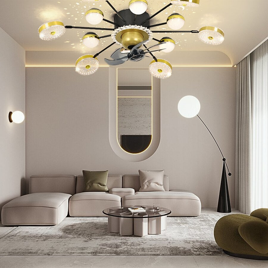 Modern Metal Sputnik Ceiling Fan Light