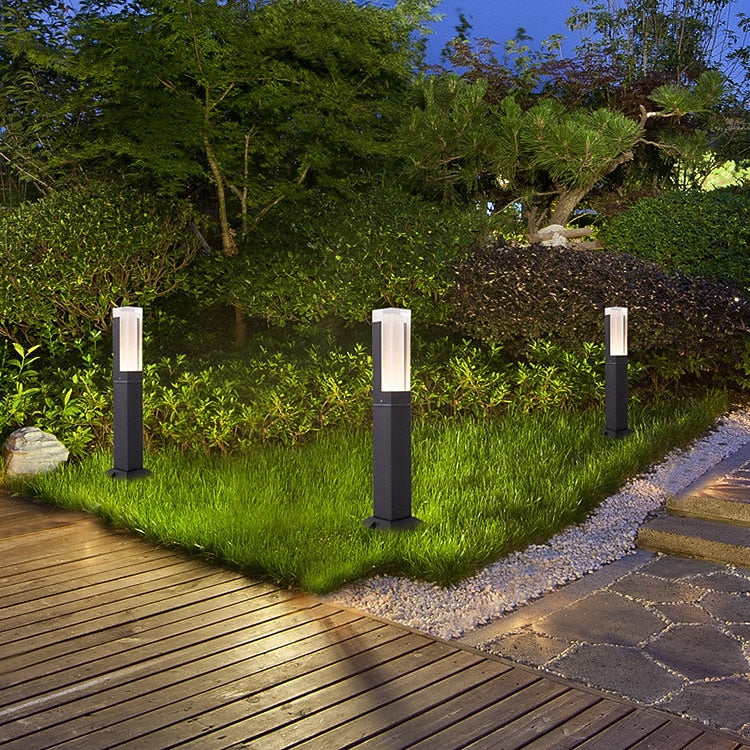 Modern Metal Bollard Post Light