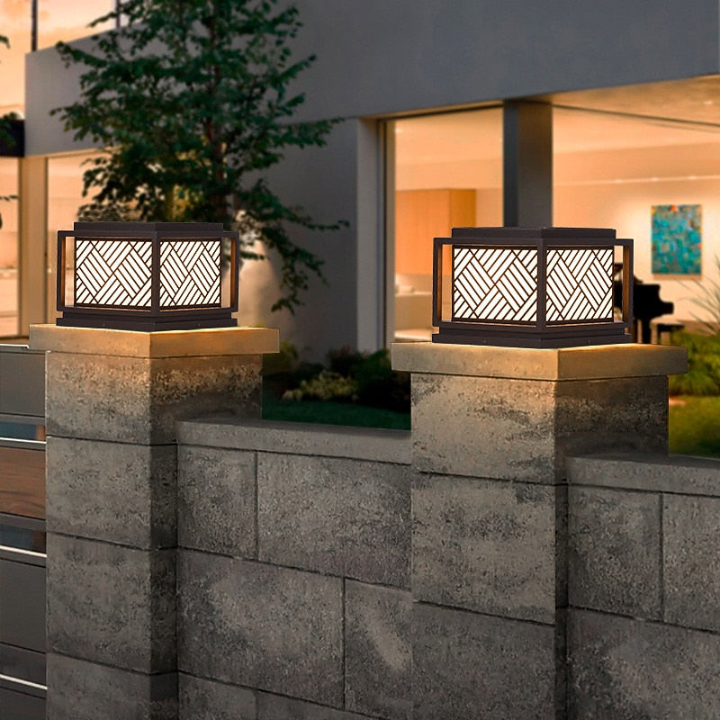 Modern Metal Square Post Light