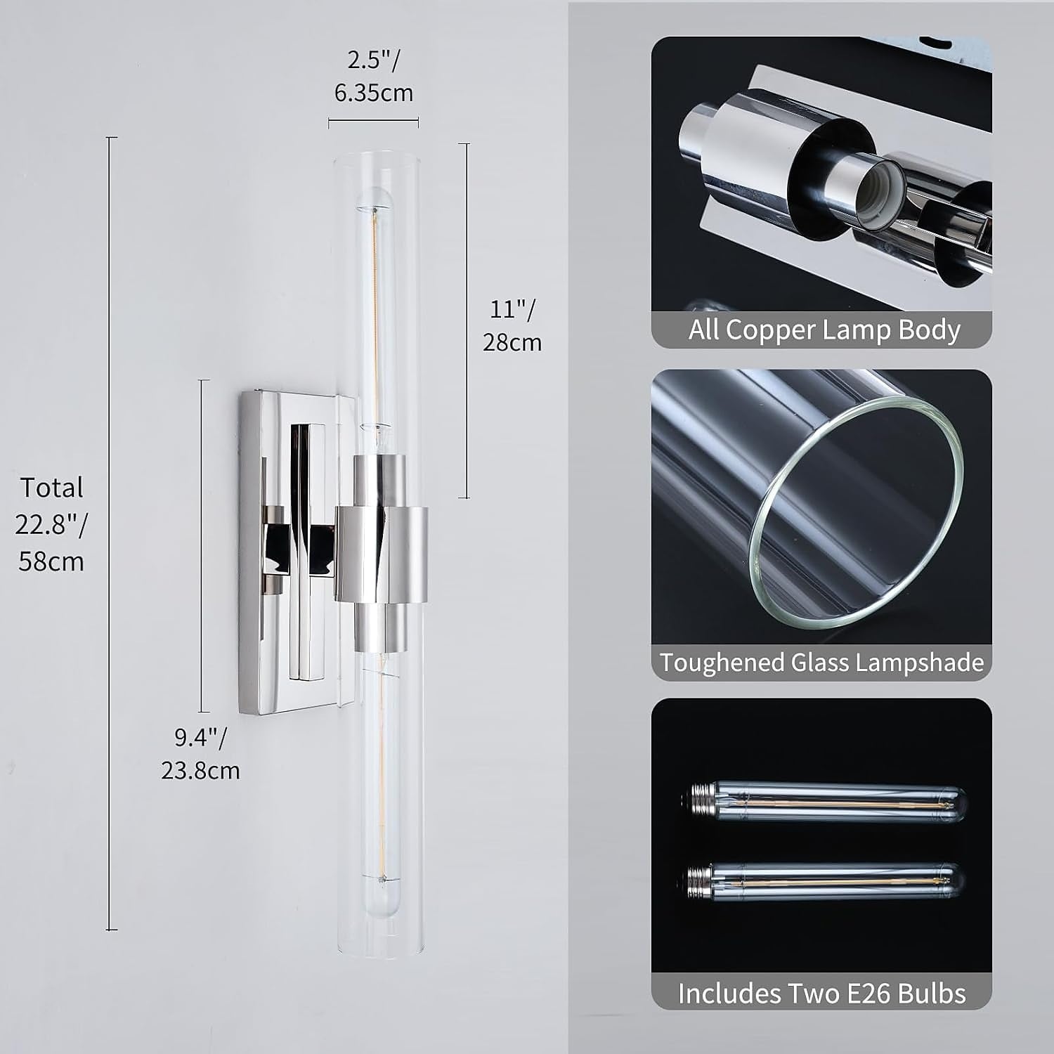 Modern Glass Cylinder Vanity Light