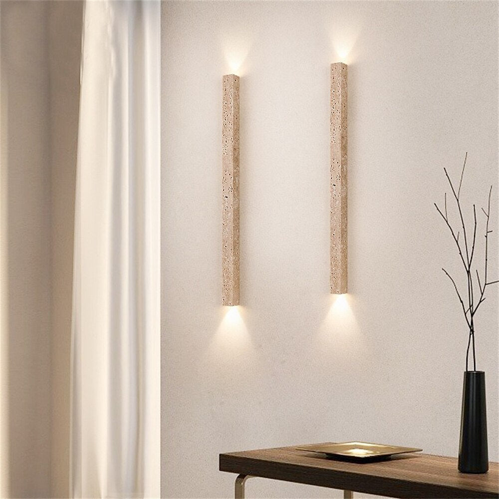 Wabi-Sabi Travertine Cylinder Wall Light