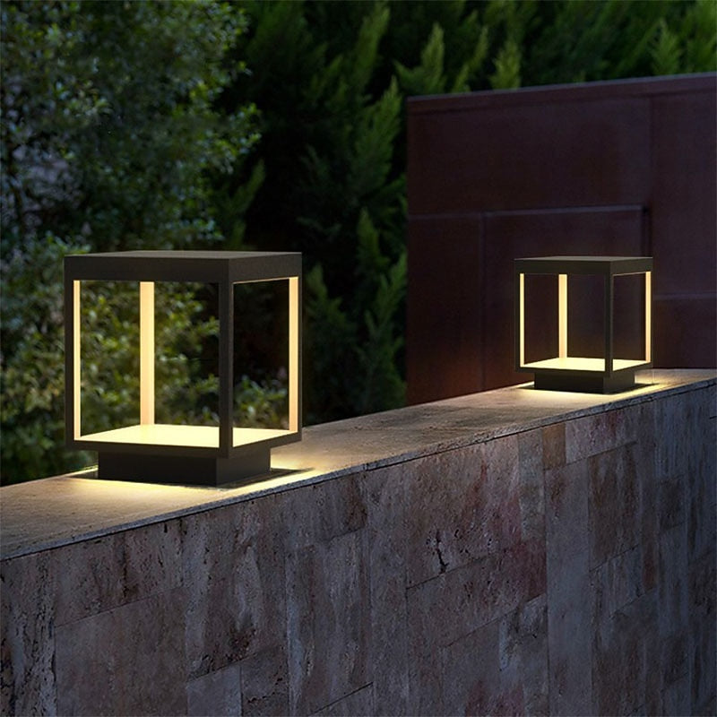 Modern Metal Square Post Light