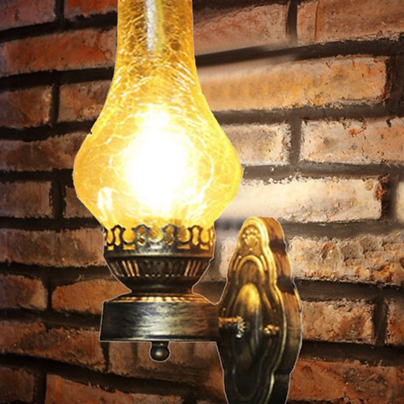 Vintage Metal Hurricane-Lantern Wall Light