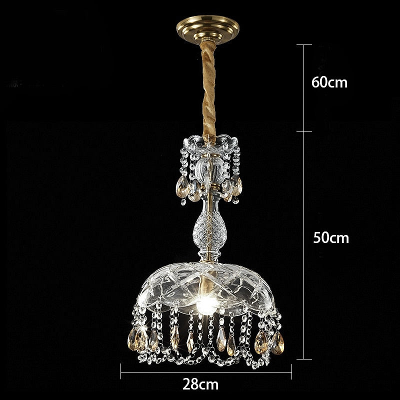 Vintage Crystal Teardrop Pendant Light