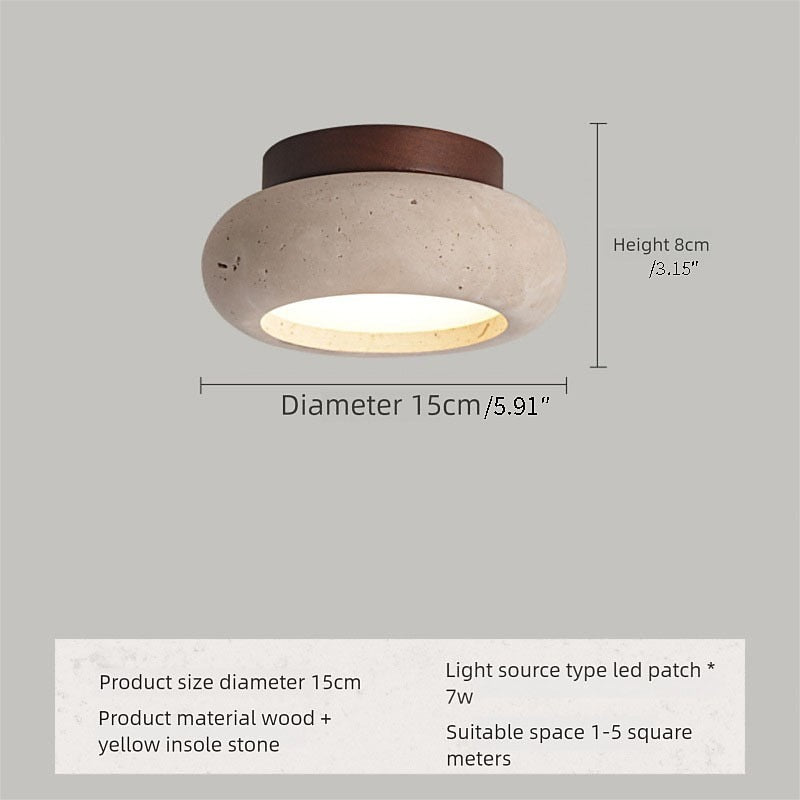 Wabi-Sabi Travertine Drum Ceiling Light