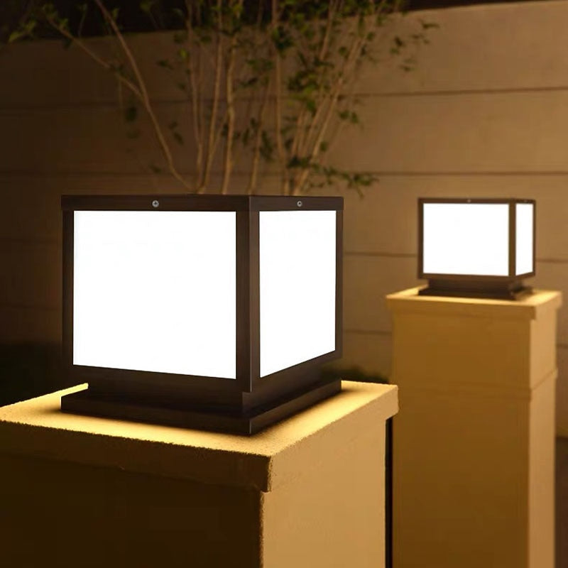Modern Metal Square Post Light
