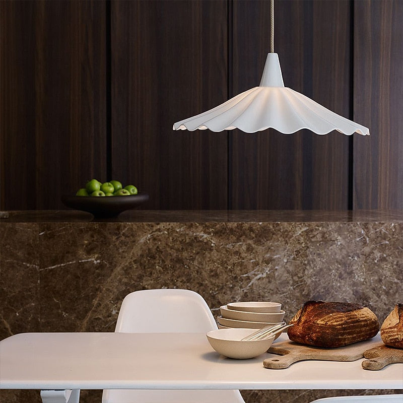Modern Ceramic Ruffled-Dome Pendant Light