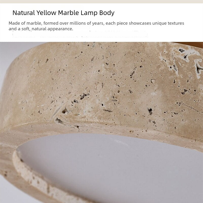 Wabi-Sabi Travertine Drum Ceiling Light