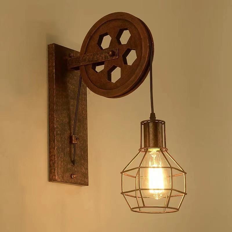 Modern Metal Pulley-Lantern Wall Light