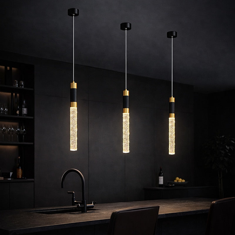 Modern Crystal Cylinder Pendant Light