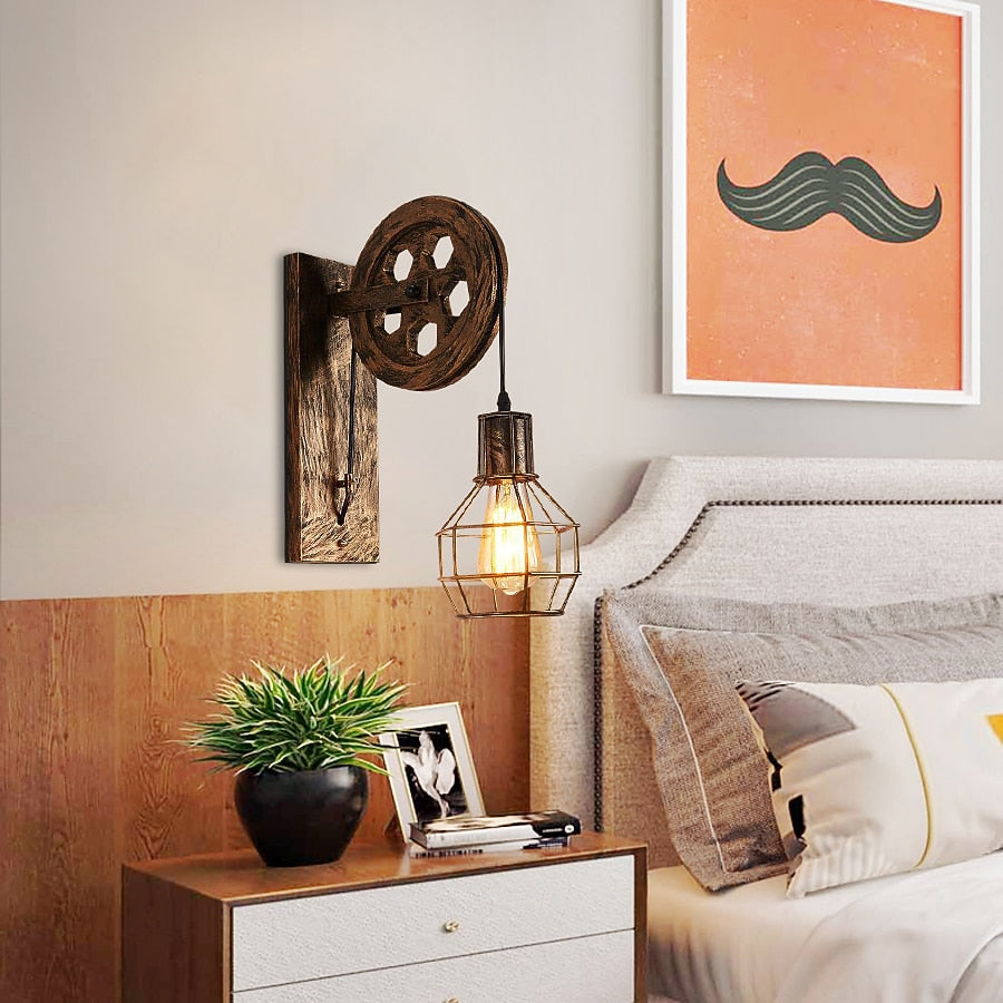 Industrial Metal Pulley-Lantern Wall Light