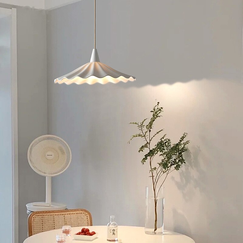 Modern Ceramic Ruffled-Dome Pendant Light