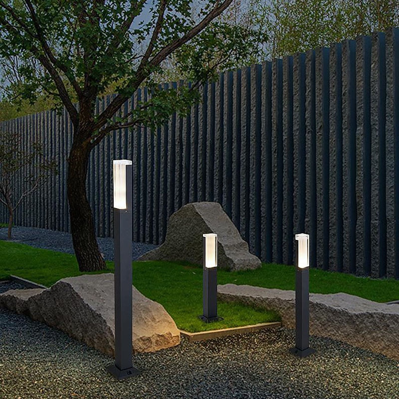 Modern Metal Bollard Post Light