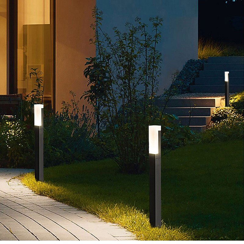Modern Metal Bollard Post Light