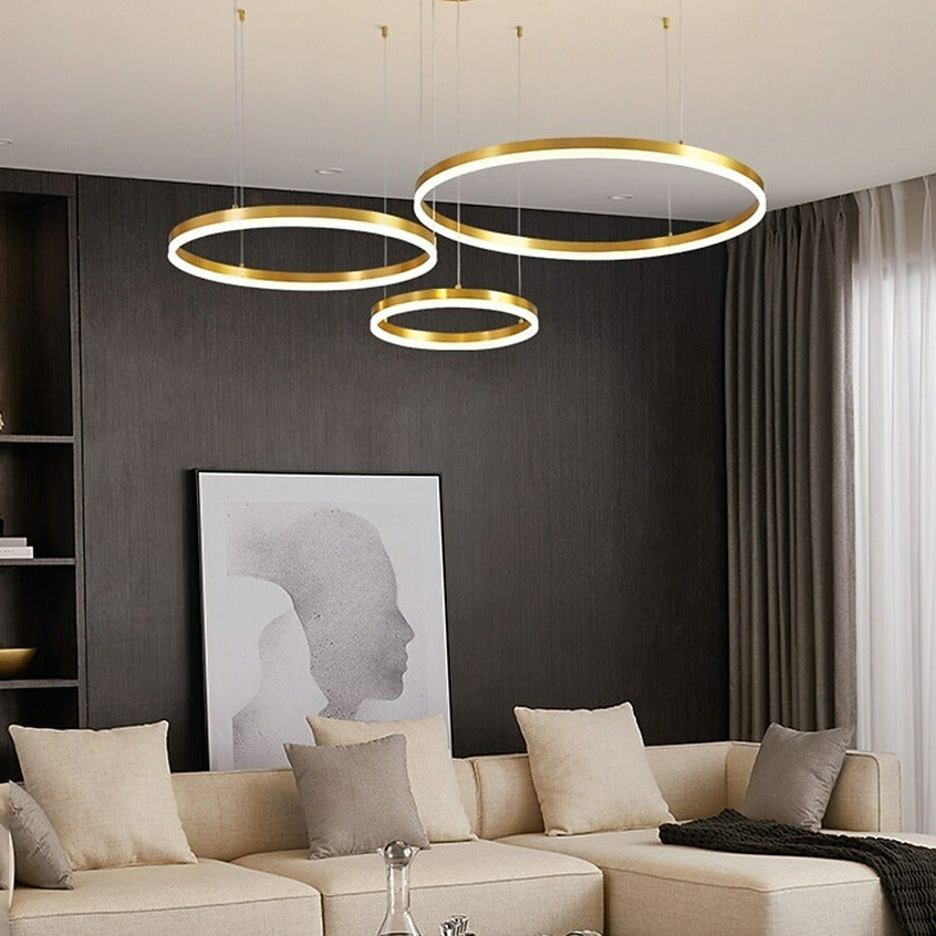 Modern Metal Ring-Cluster Pendant Light