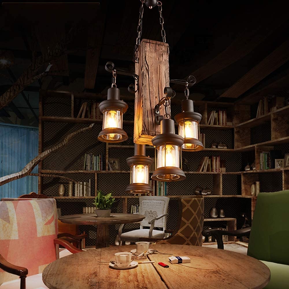 Industrial Glass Cluster-Lantern Pendant Light