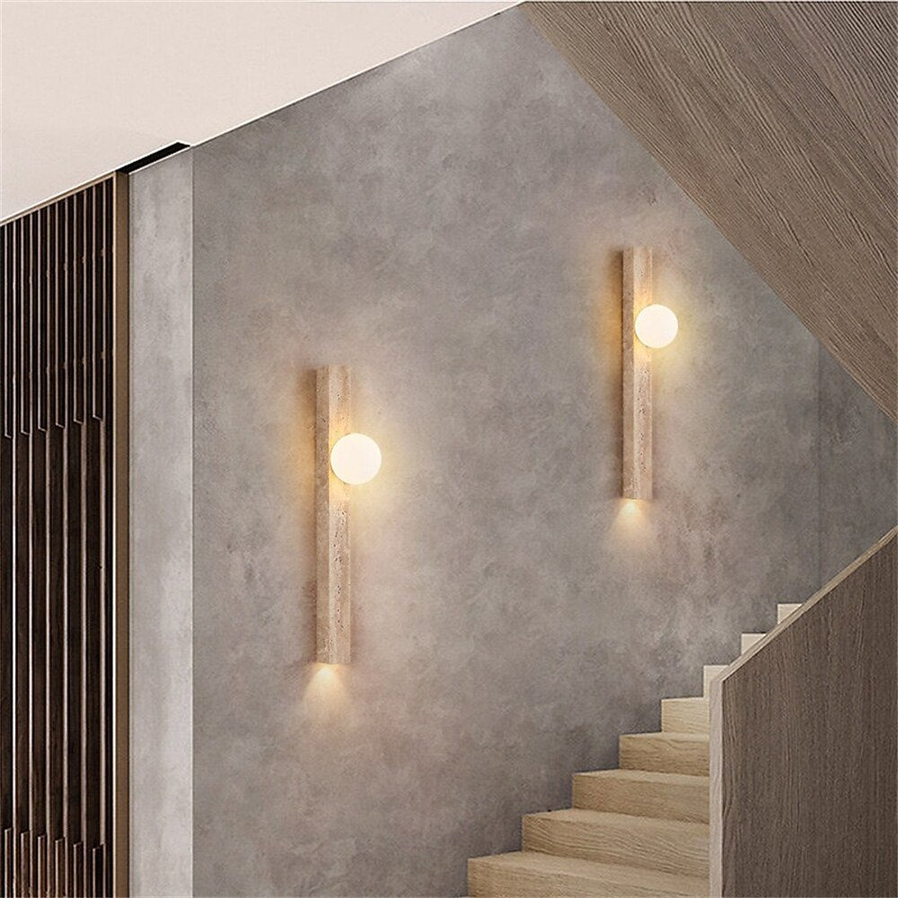 Wabi-Sabi Travertine Cylinder Wall Light