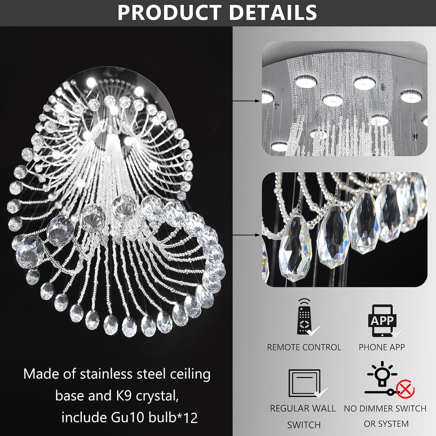 Glam Crystal Cascade Chandelier