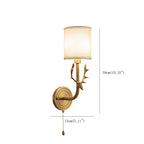 Vintage Wandleuchte mit Geweih aus Stoff