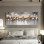 Gold and White Blossom Painting