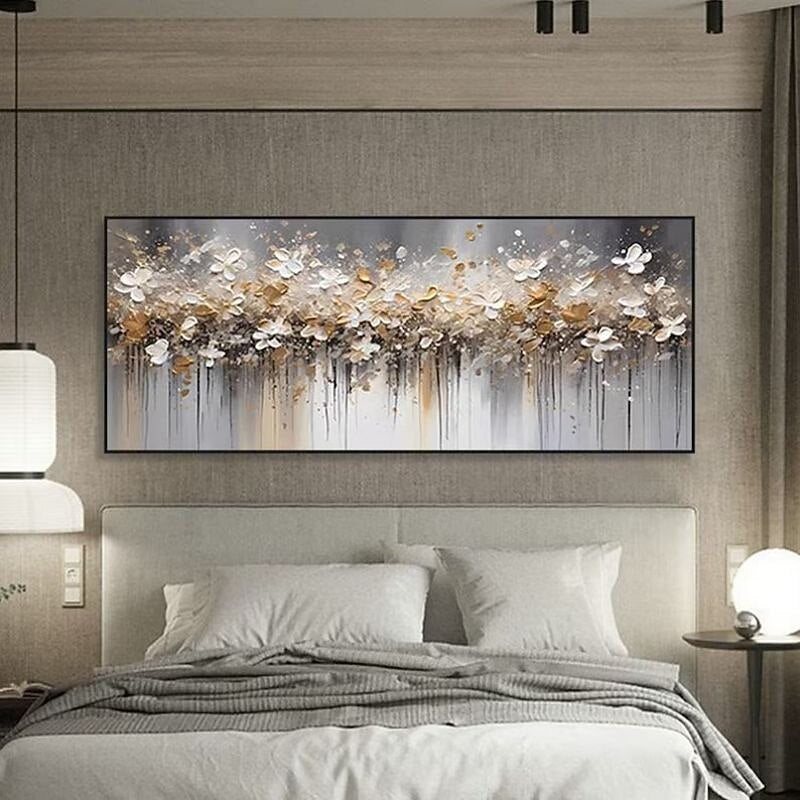 Gold and White Blossom Painting