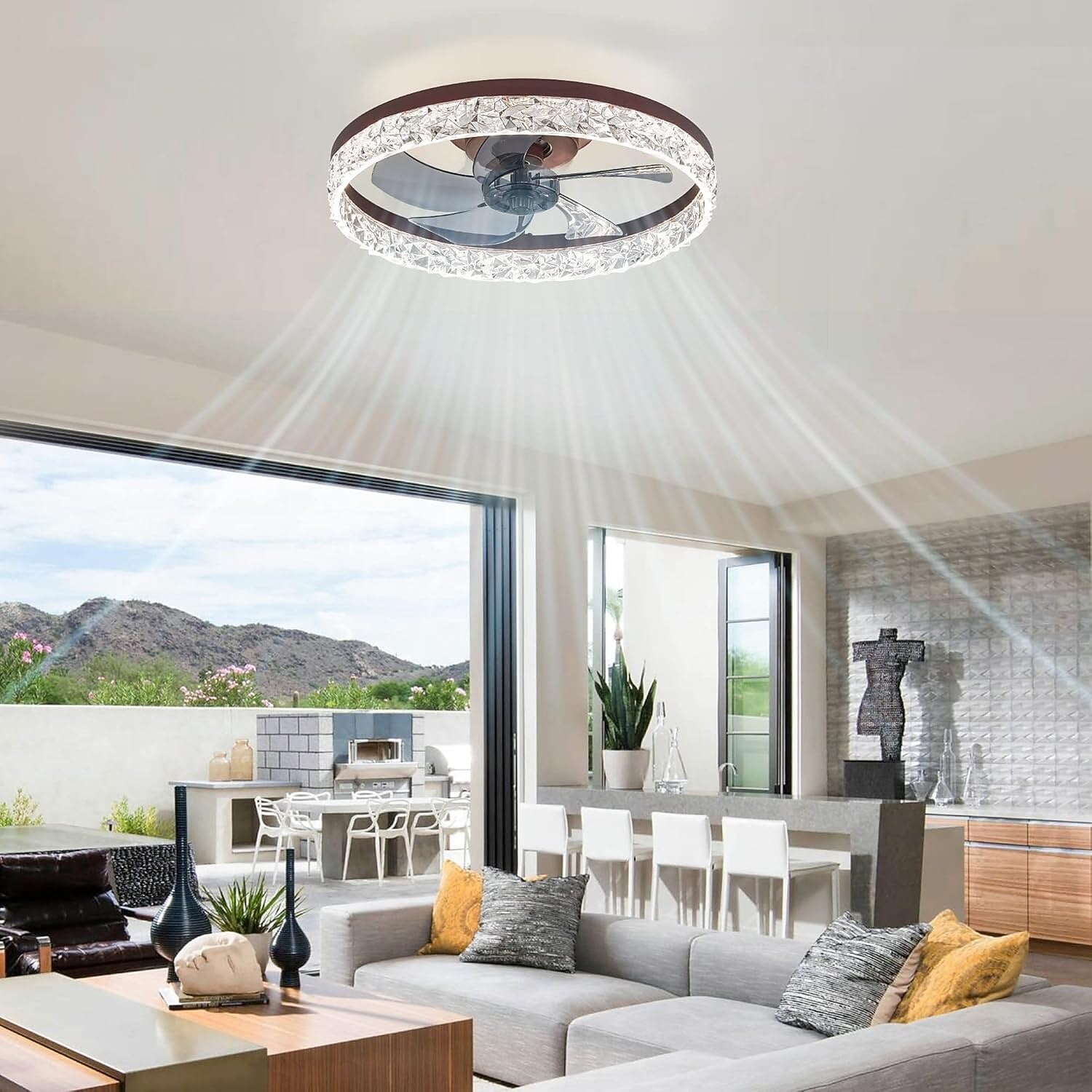 Modern Metal Ring-Fan Ceiling Fan Light