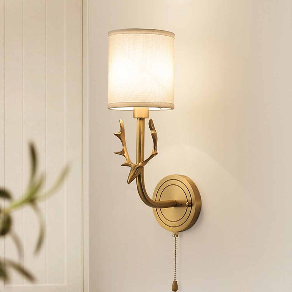 Vintage Fabric Antler Wall Light