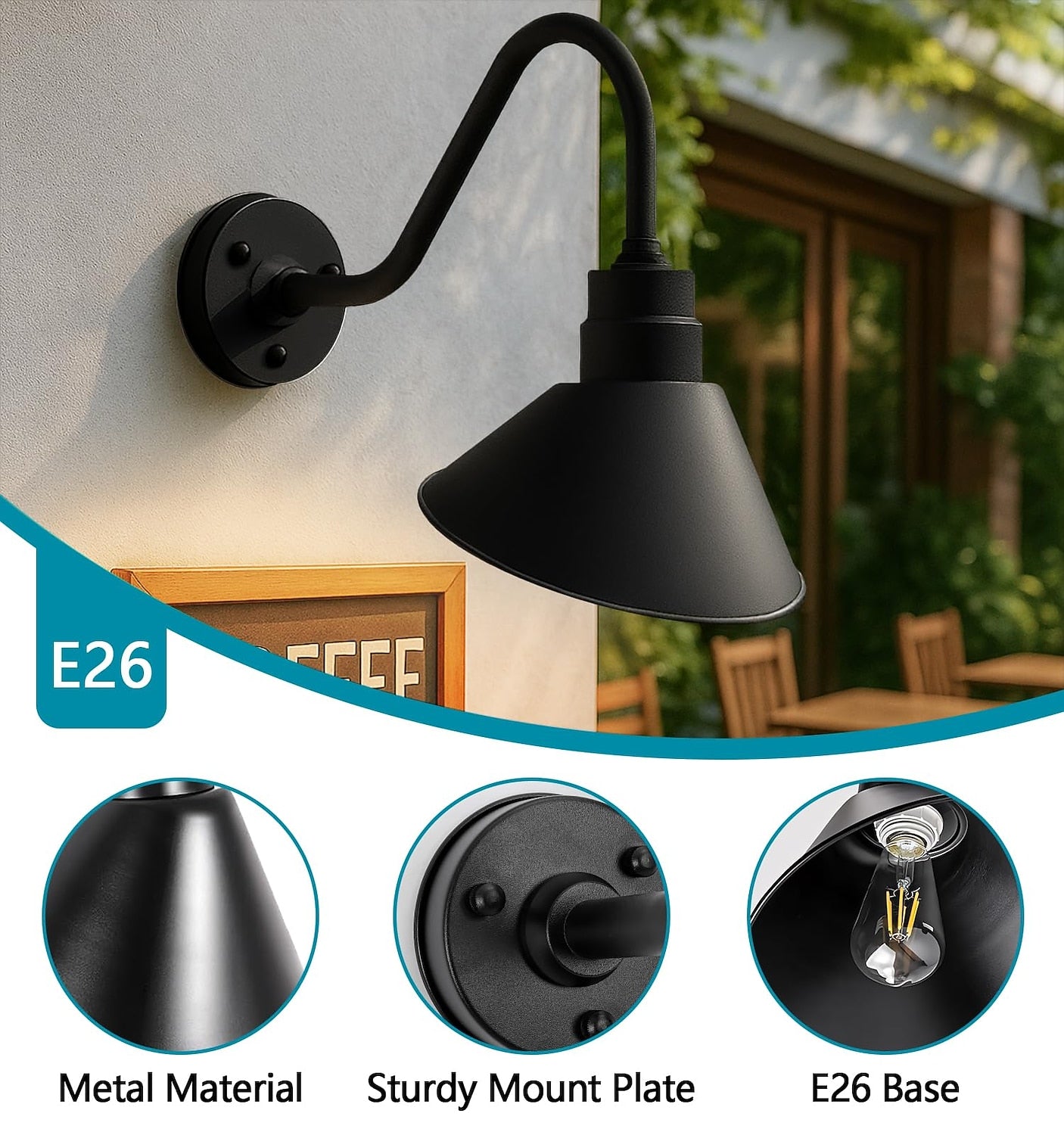 Industrial Metal Gooseneck Wall Light