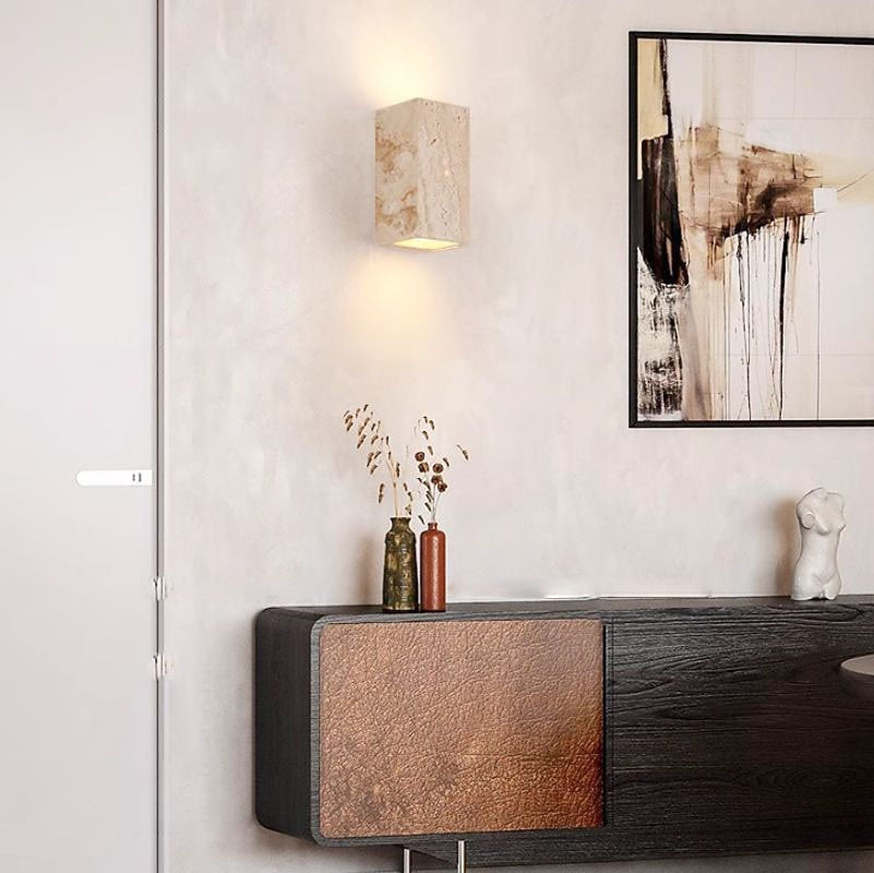 Wabi-Sabi Travertine Cylinder Wall Light