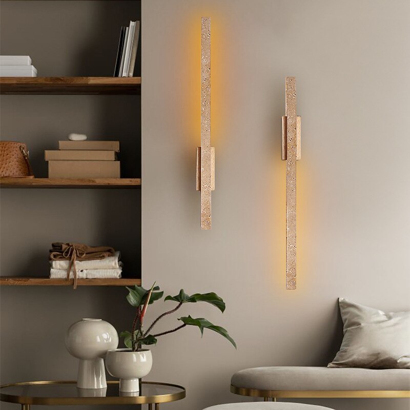 Wabi-Sabi Travertine Linear Wall Light