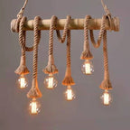 Rustic Hemp Rope Linear Pendant Light