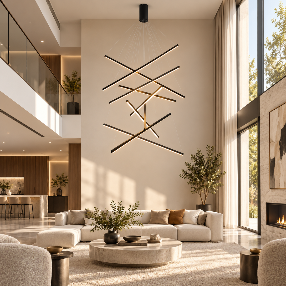 Modern Metal Linear Chandelier