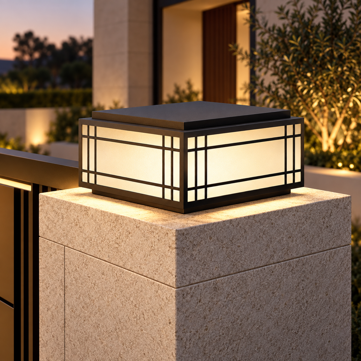 Modern Metal Square Post Light